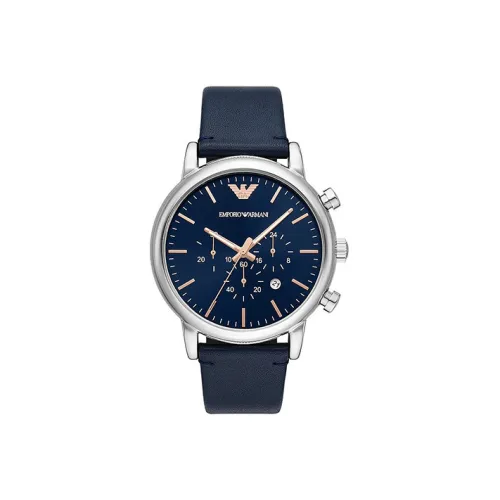 EMPORIO ARMANI Наручные часы Кварцевый механизм Кожаный ремешок Синий циферблат Мужские часы AR11451