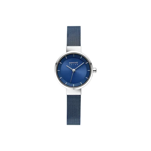 Bering Наручные часы Solar Кварцевый механизм Нержавеющая сталь Ремешок 27 мм Синий циферблат Женские часы