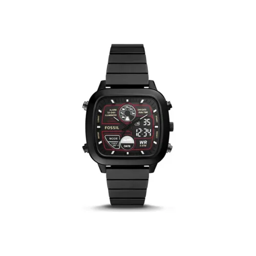 FOSSIL Наручные часы Кварцевый механизм Ремешок из нержавеющей стали Черный циферблат Мужские часы FS5891