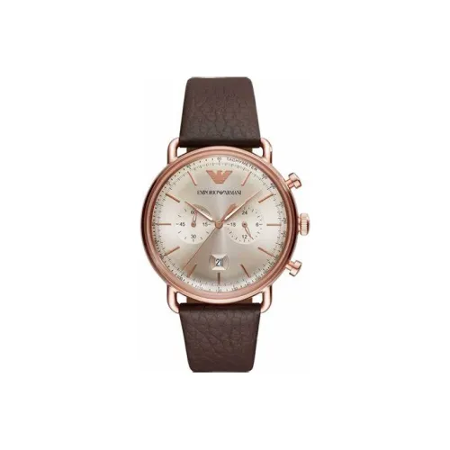 EMPORIO ARMANI Pilot Collection Мужские часы Кварцевый механизм Кожаный ремешок 43 мм Синий циферблат Часы AR11106