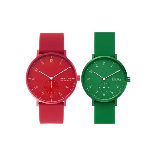 SKAGEN Watch Кварцевый механизм силиконовый ремешок 41 мм красный циферблат унисекс