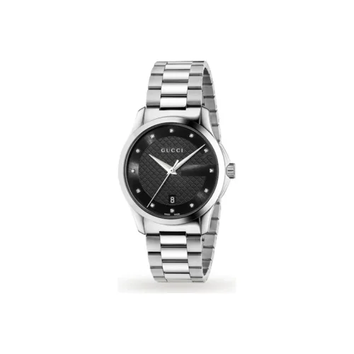 GUCCI G Timeless Collection Мужские часы Кварцевый механизм Ремешок из нержавеющей стали 38 мм Черный циферблат