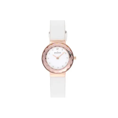 SKAGEN LEONORA Наручные часы Кварцевый механизм Кожаный ремешок 25 мм Белый циферблат Женские часы