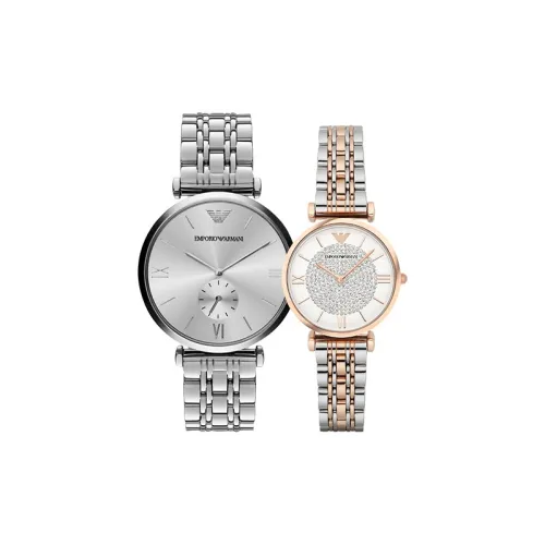 EMPORIO ARMANI Звезды Наручные часы Кварцевый механизм Ремешок из нержавеющей стали Серебристый циферблат Унисекс
