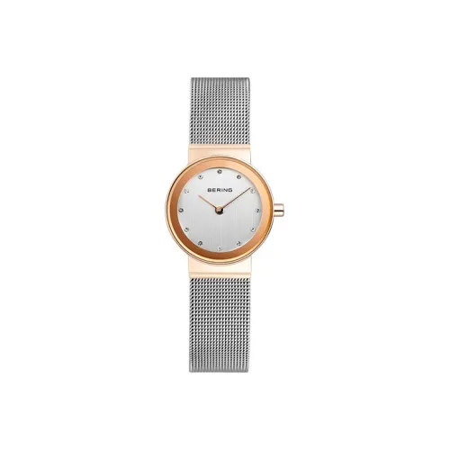 Bering Женские часы Кварцевый механизм Ремешок из нержавеющей стали 26 мм Серебристый циферблат