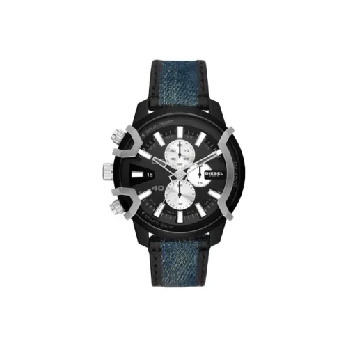 DIESEL Наручные часы Кварцевый механизм Кожаный ремешок 43 мм Черный циферблат Мужские часы DZ4572 NLP