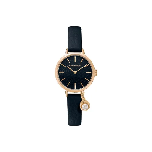 HALCYON DAYS Наручные часы Кварцевый механизм Кожаный ремешок 28 мм Синий циферблат Женские часы