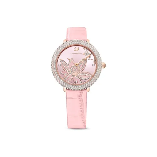 Swarovski Women's Watch Кварцевый механизм ремень из натуральной кожи розовый циферблат