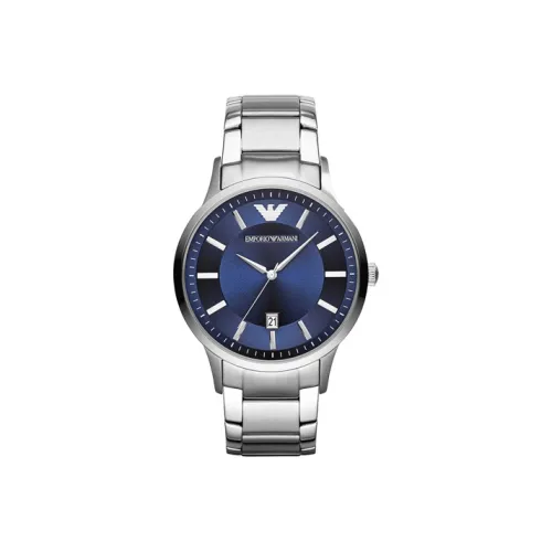 EMPORIO ARMANI Мужские часы Кварцевый механизм Ремешок из нержавеющей стали 43 мм Синий циферблат Часы AR11180