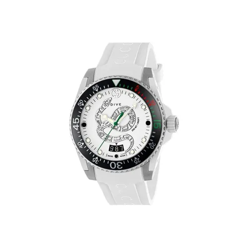 GUCCI Dive Collection Кварцевые часы Резиновый ремешок Белый циферблат Унисекс