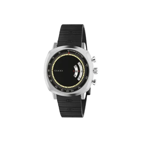 GUCCI Grip Collection Мужские часы Кварцевый механизм Резиновый ремешок Черный циферблат