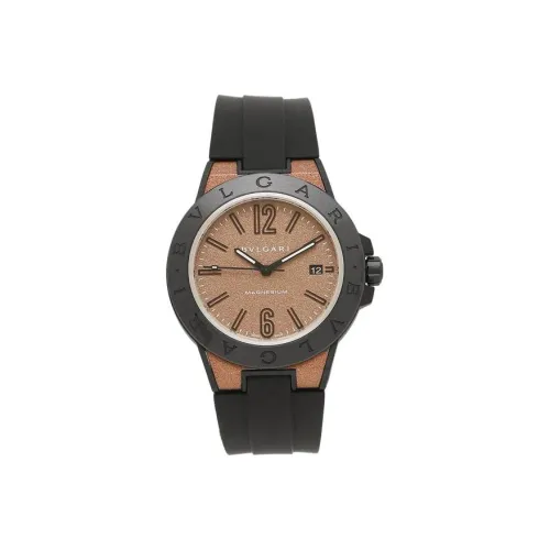 BVLGARI DIAGONO Мужские часы Автоматический механический механизм Резиновый ремешок 41 мм Кофейный циферблат Часы Мужские