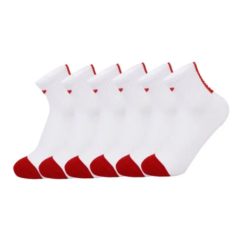 LINING 6 пар Белый и красный Женские MID Носки до икры