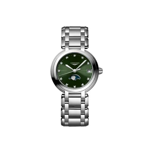LONGINES Heart Moon Collection Кварцевый механизм Женские часы 30,5 мм Зеленый циферблат Стальной корпус Часы Стальной ремешок
