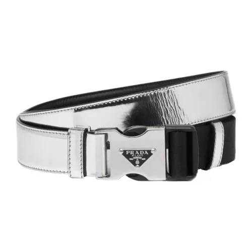 PRADA Кожаные ремни Серебряный Мужской