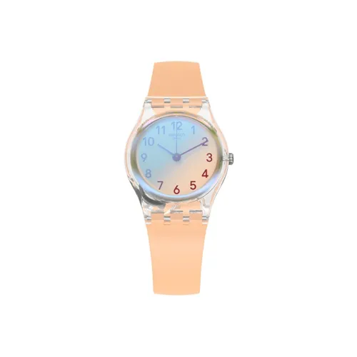 SWATCH ORIGINALS Collection Кварцевый механизм Женские часы 25 мм Розовый циферблат Часы Пластиковый корпус Часы Силиконовый ремешок