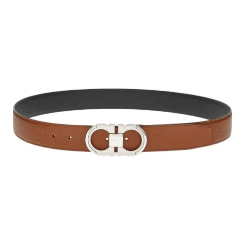 FERRAGAMO GANCINI Кожаные ремни Мужской Коричневый 3,5 см