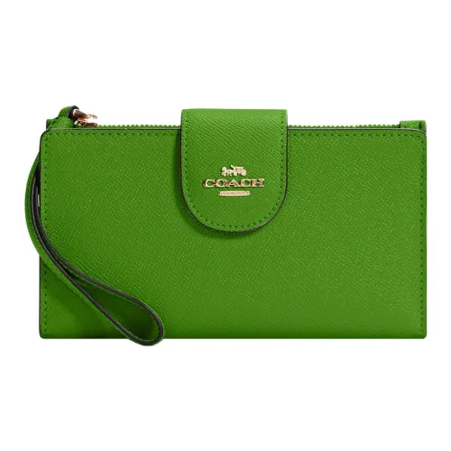 COACH Tech Wallet Кожаный клатч для монет кошелек держатель для карт кошелек маленький женский зеленый