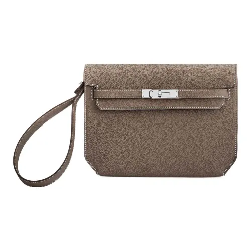 HERMES Kelly Depeches Коровья кожа Togo Клатч Мужской 18 этуп слоново-серый