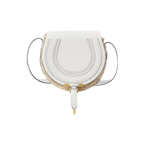 Chloe Marcie Телячья кожа Седло Сумка Сумка через плечо Маленькая Женская Белая