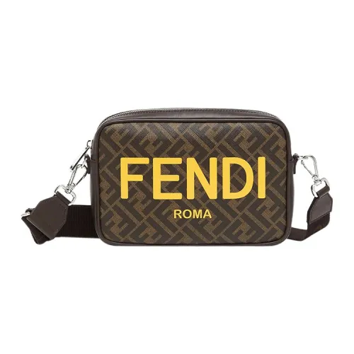 FENDI Коровья кожа Полиэстер Сумка через плечо Мужская Коричневая