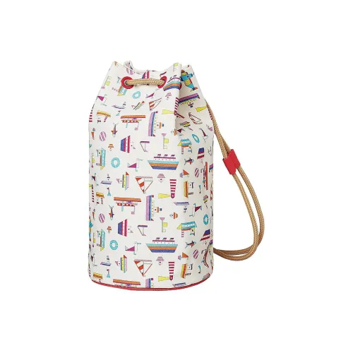 HERMES Petit Chalutier Холст Цилиндрическая Сумка Рюкзак Женская Белая Многоцветная