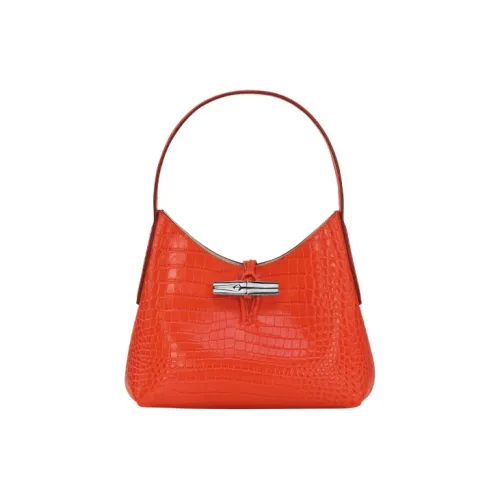 LONGCHAMP Roseau Крокодиловый узор Коровья кожа Beagle Сумка Сумка через плечо Женская Апельсин