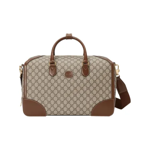 GUCCI Canvas Пэчворк Кожа Путешественная Сумка Сумка через плечо Сумка Мужская Коричневая