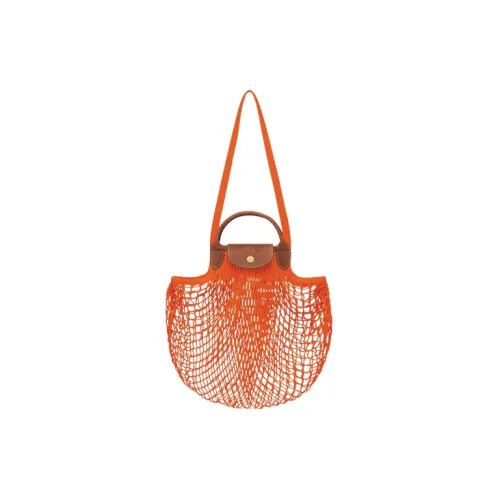 LONGCHAMP Le Pliage Filet Коровья кожа Сумка через плечо Сумка Большая Женская Апельсин