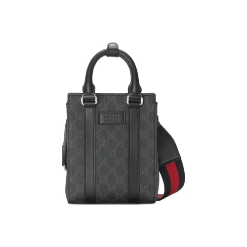 GUCCI GG Supreme Покрытый холст с кожаными вставками Сумка Мини Мужская Черная