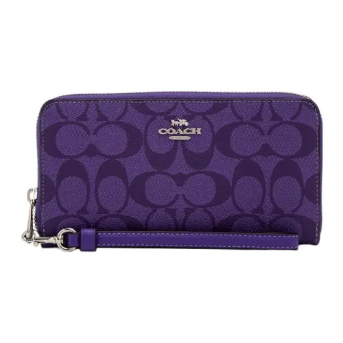 COACH Zip Around Холст и Кожа Кошелек Женские Фиолетовый