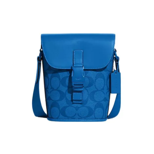 COACH Track Покрытие Холст Кожаная Вставка Сумка через плечо Мини Мужская Синий