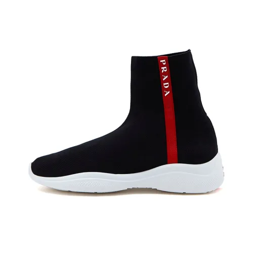 PRADA Высокие Топы Повседневная Обувь Женская Черная