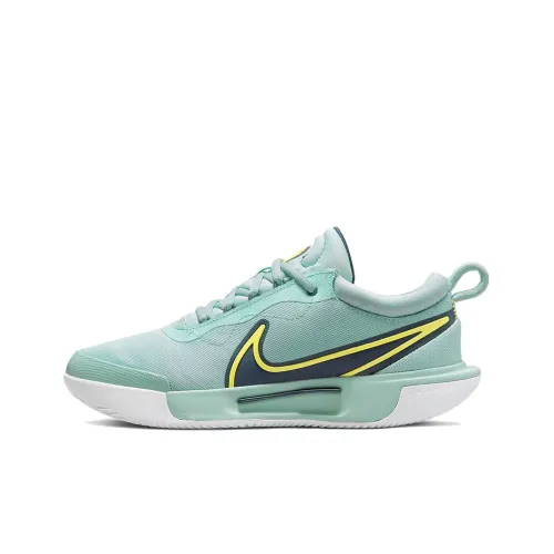 nike Court Zoom Pro Амортизаторы Шок Устойчивость к Сцеплению Устойчивость к Износу Низкий Топ Кроссовки для Тениса Женские Зеленый Желтый