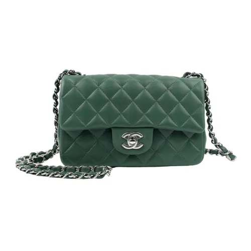 CHANEL Classic Flap CF Sheepskin Flap Bag Crossbody Bag Shoulder Bag Mini Women's Grass Green
