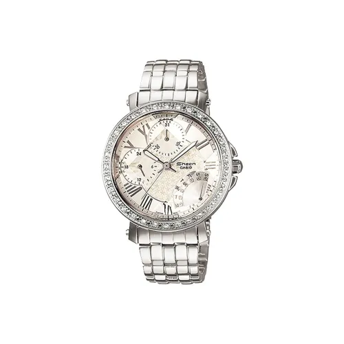 CASIO SHEEN Collection Кварцевый механизм нержавеющая сталь ремешок женские часы белый циферблат SHN 3011D 7A