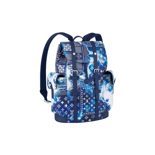 LOUIS VUITTON CHRISTOPHER Коровья кожа Рюкзак Маленький Мужской Tie Dye Синий