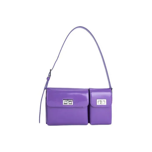 By Far Billy Лакированная кожа Подмышечный Багетная сумка Сумка Сумка через плечо Большая Женская Фиолетовая