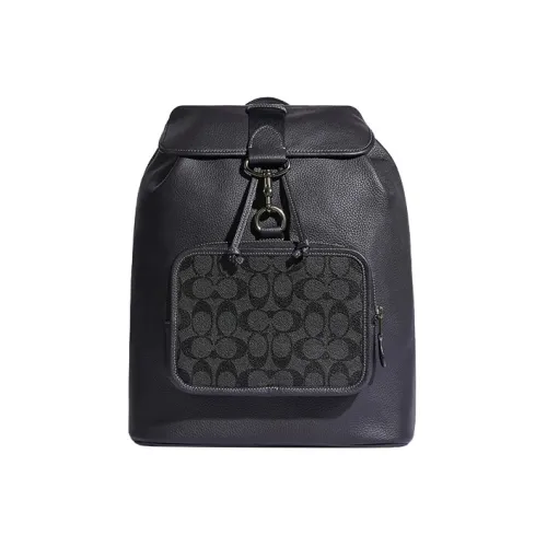 COACH Sullivan Покрытый холст кожа крупнозернистая текстура рюкзак большой мужской черный