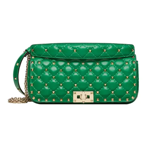 Valentino ROCKSTUD SPIKE Коровья кожа Сумка через плечо Клатч Сумка Сумка через плечо Женская Зеленая