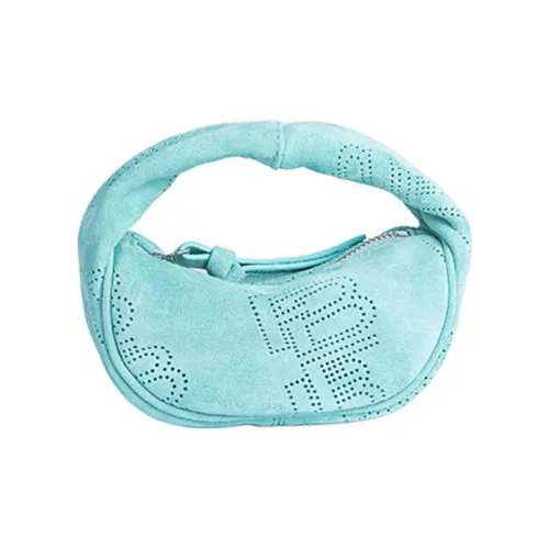 By Far Micro Cush Замша Коровья кожа Полумесяц Сумка Мини Женская Аква-синий