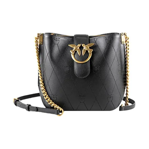 PINKO Puff Коровья кожа Swallow Сумка Сумка через плечо Женская Черный Черный золотой