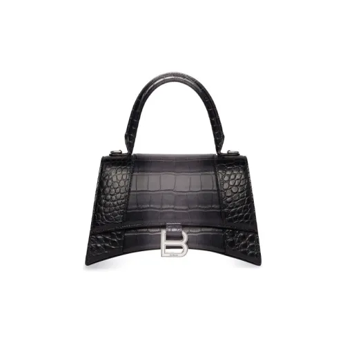 Balenciaga HOURGLASS Корова Кожа Сумка Hourglass Ручная Сумка Сумка через плечо Сумка на плечо Маленькая Женская Черная