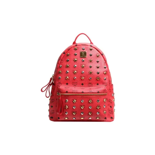 MCM Leather Backpack Women's Red MCM Кожа Рюкзак Женские Красный