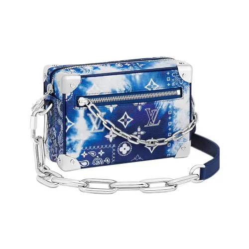 LOUIS VUITTON SOFT TRUNK Кожа с коровьей кожей отделка сумка для коробок сумка через плечо мини мужская Tie Dye синий