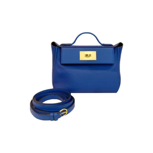 HERMES 24 24 Evercolor Swift Кожа Сумка Сумка через плечо Сумка через плечо Мини Женская Французский синий Седло Красный