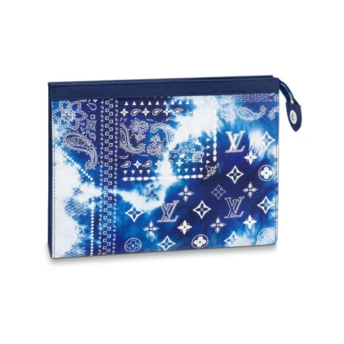 LOUIS VUITTON Pochette Voyage Коровья кожа Туалетная сумка Клатч Стандартный Мужской Tie Dye Синий