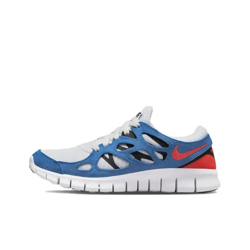 nike Free Run 2,0 Амортизаторы Slip-resistant Abrasion-resistant Низкий топ Беговые кроссовки Женские Белый Синий