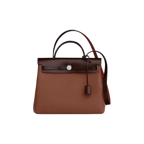 HERMES Herbag Zip Officier Canvas с сумкой Hunter из коровьей кожи сумка через плечо сумка через плечо женская бронзовый и оранжевый