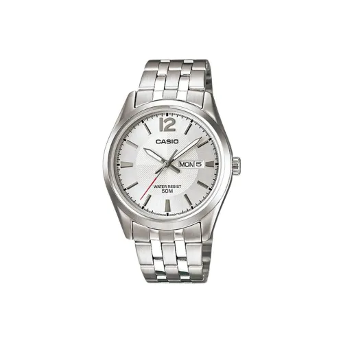 CASIO Кварцевый механизм нержавеющая сталь ремешок мужские часы серебристый циферблат MTP 1335D 7A